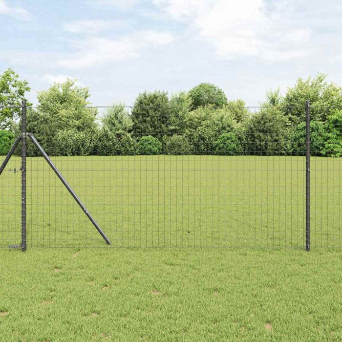 Euro Fence with 13 Posts 1.2x25 m Galvanised Steel Grey
