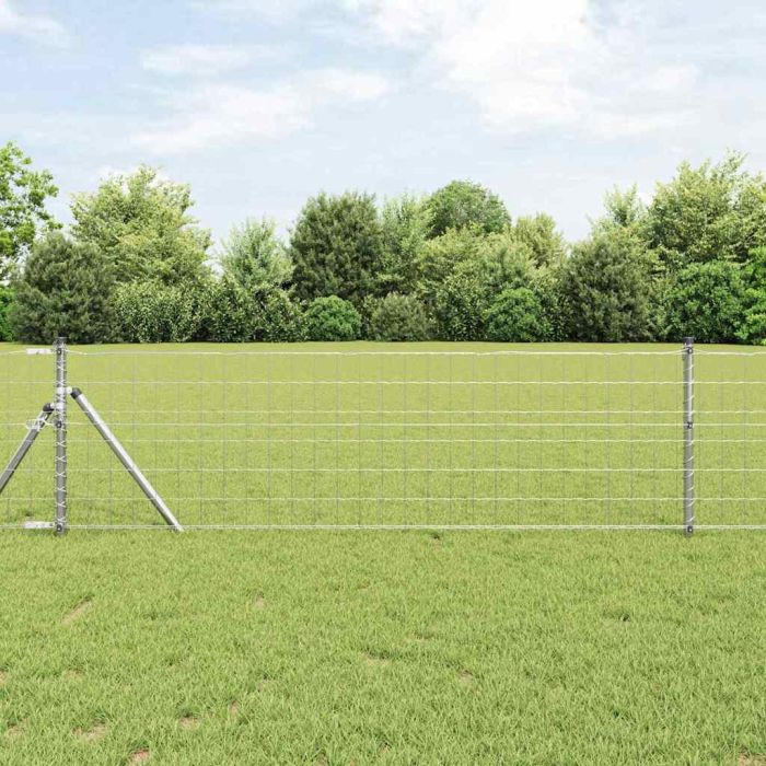 Euro Fence with 13 Posts 0.8x25 m Galvanised Steel