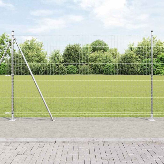 Euro Fence with 7 Flanged Posts 1.5x10 m Galvanised Steel