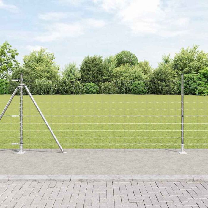 Euro Fence with 7 Flanged Posts 0.8x10 m Galvanised Steel