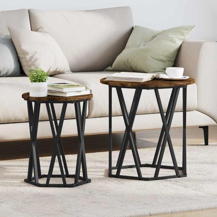 Side Tables 2 pcs Smoked Oak Engineered Wood