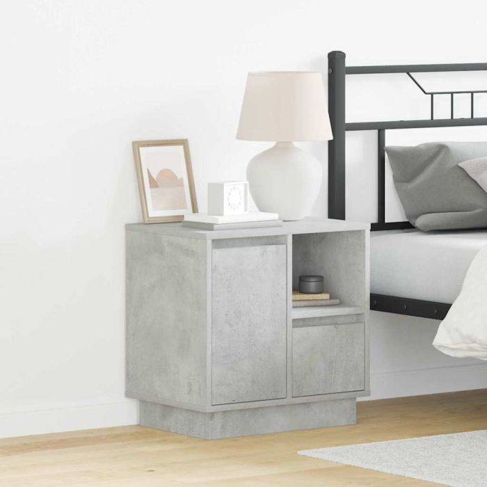 Bedside Cabinet with LED Concrete Grey 50x34.5x50 cm
