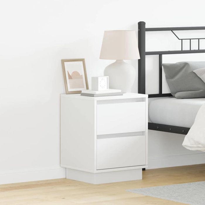 Bedside Cabinets with LED Lights 2 pcs White 39x34.5x50 cm