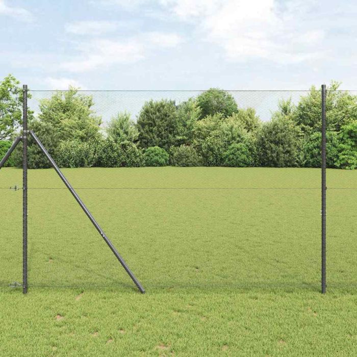 Fencing Set Set of 2 Grey Metal 25 x 1.5 metres