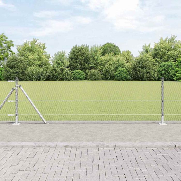 Fencing Set Set of 2 Galvanized Steel 25 x 0.5 m Durable
