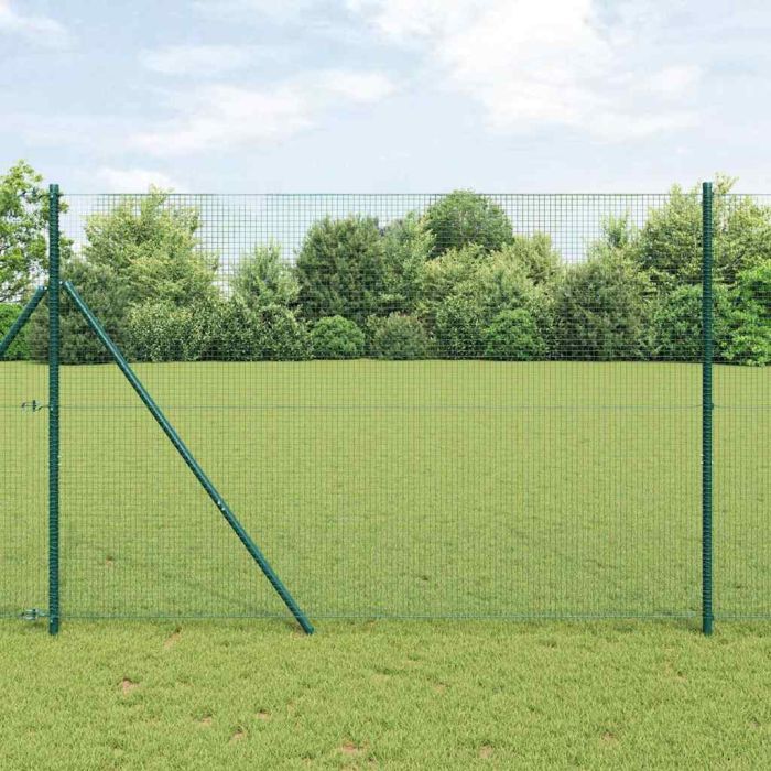 Fence Post Set Set of 2 Green PVC-coated steel 10 x 1.5 m