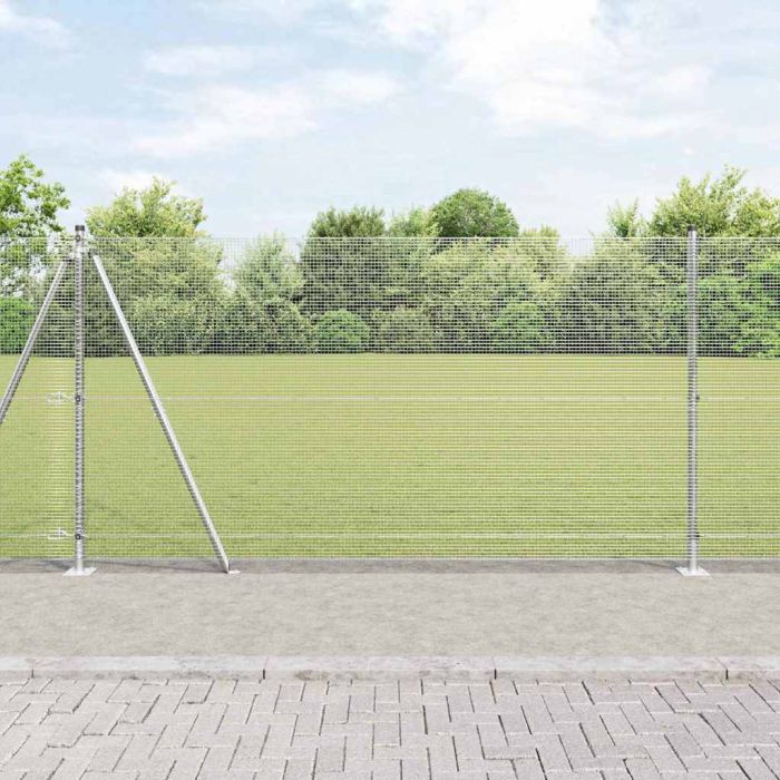 Welded Wire Fence with 13 Flanged Posts 1.2x50 m Galvanised Steel