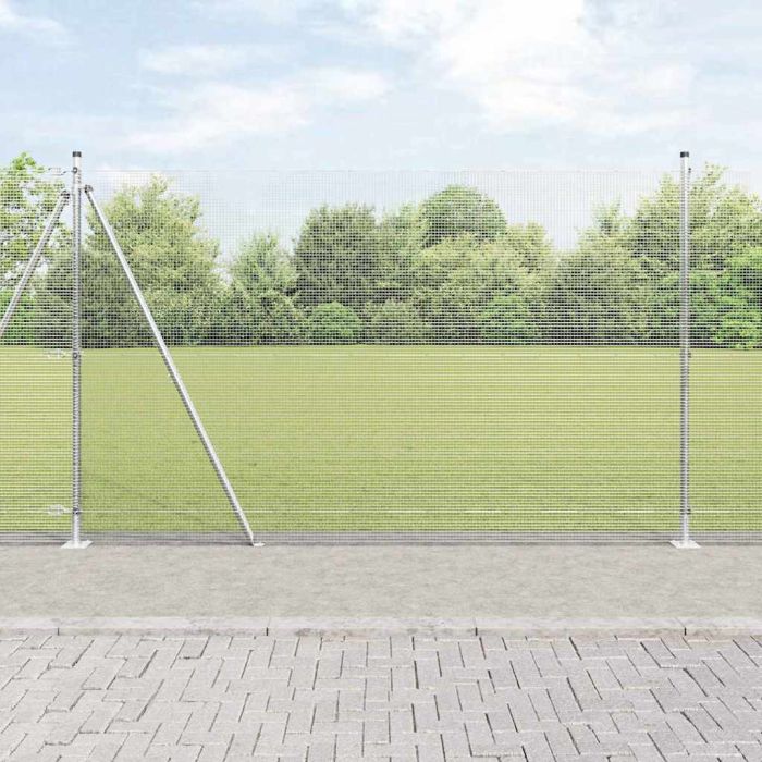 Welded Wire Fence with 13 Flanged Posts 1.5x50 m Galvanised Steel