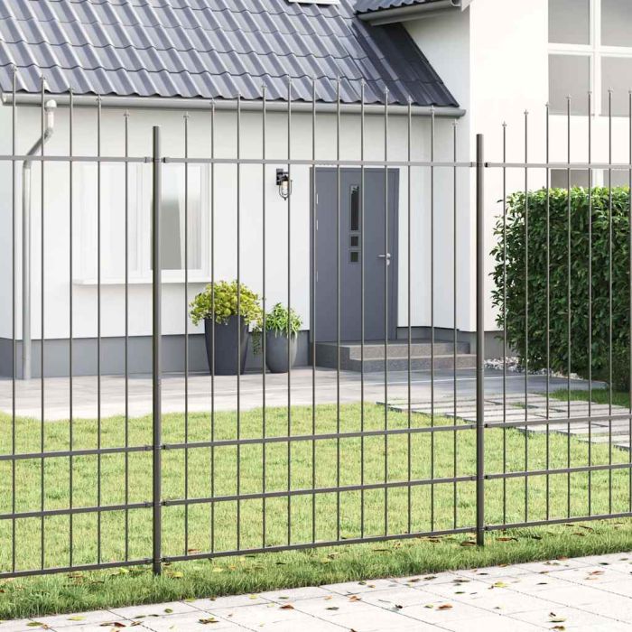 Garden Fence with Hoop Top Grey 1.7x2 m Steel