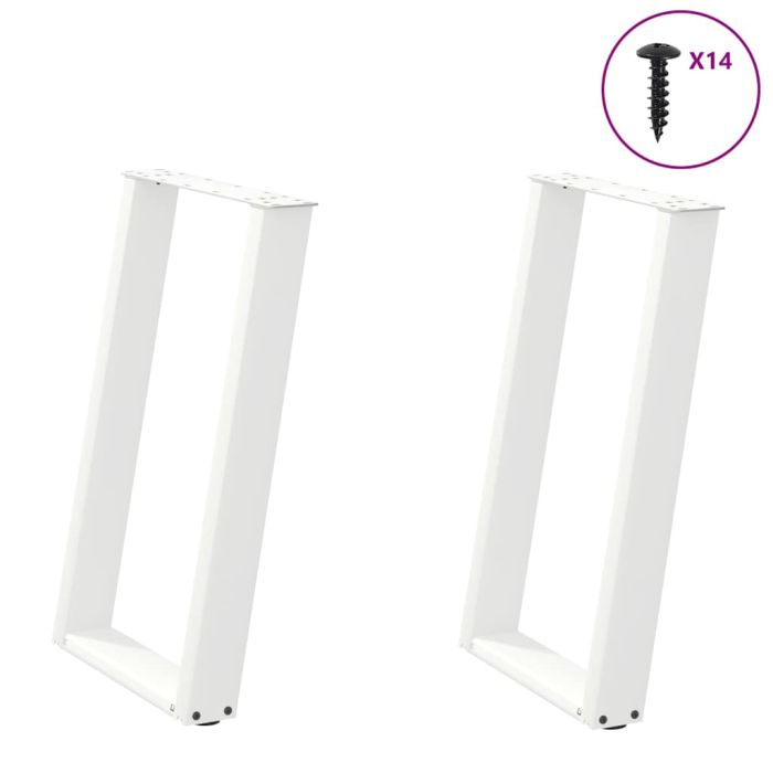 Dining Table Legs U-Shaped 2 pcs White 50x(72-73) cm Steel
