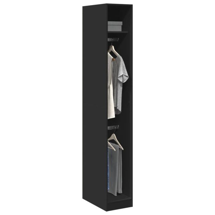 Wardrobe Black 30x50x200 cm Engineered Wood - vid-3307775