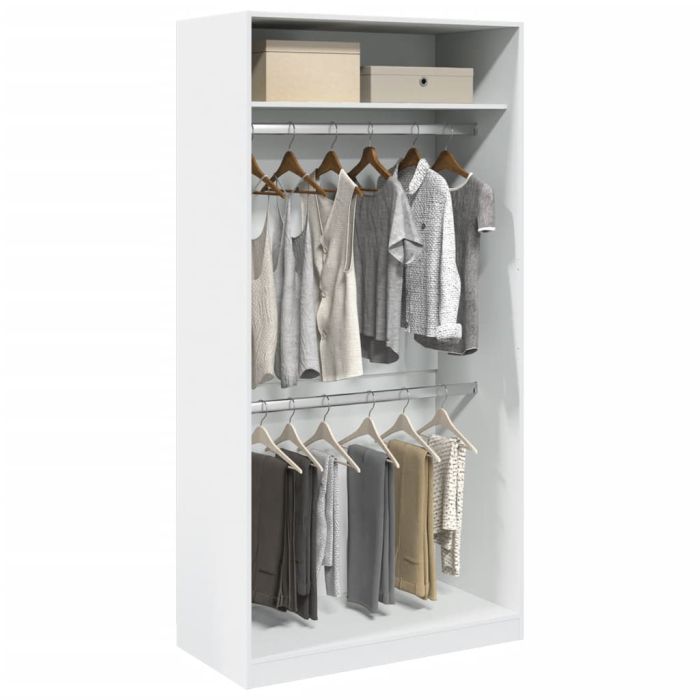 Wardrobe White 100x50x200 cm Engineered Wood - vid-3307801