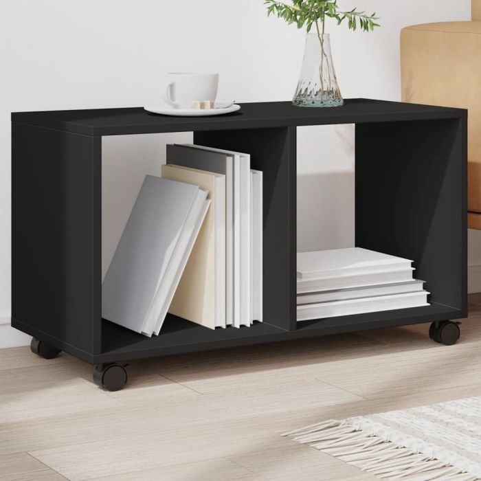 Rolling Cabinet Black 72x33x42.5 cm Engineered Wood