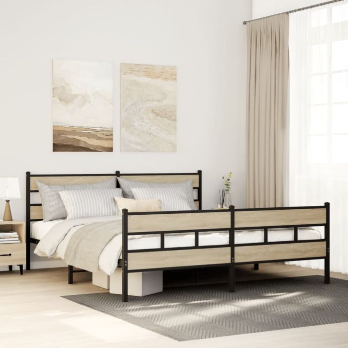 Metal Bedframe Sonoma Oak 200x200cm