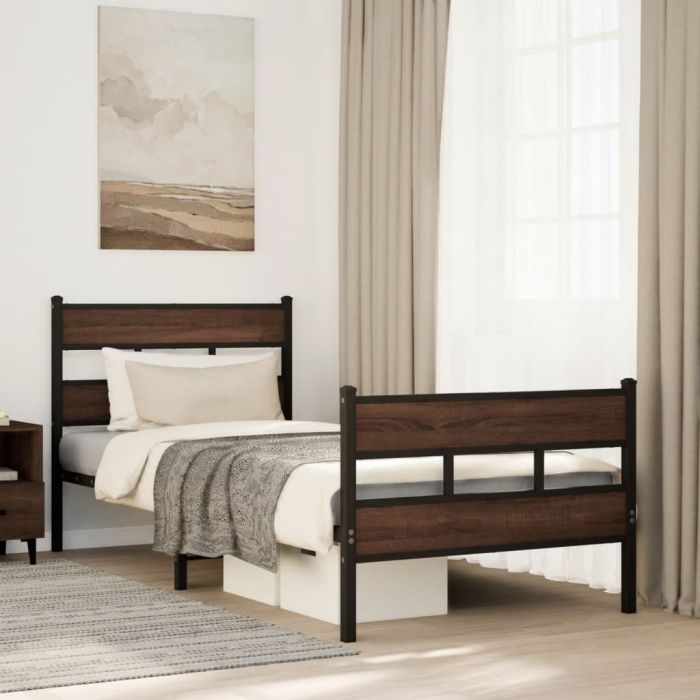 Bedframe with Headboard and Footboard 75x190cm Small Single