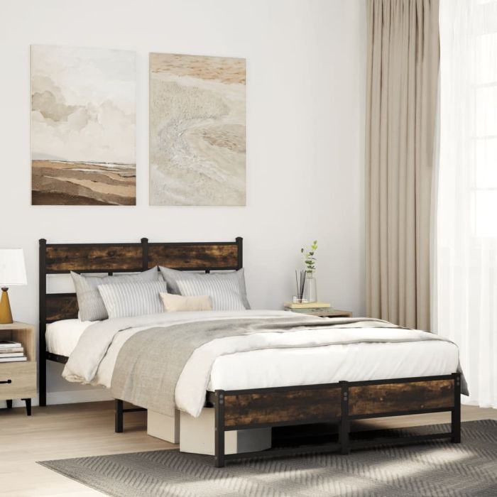 Metal Bedframe Smoked Oak 120x190cm Small Double