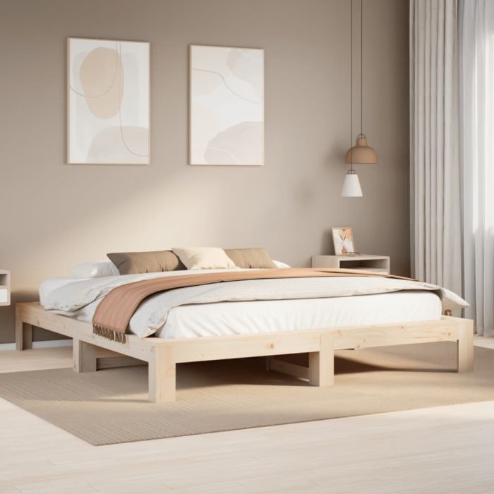 Bedframe 200x200cm Solid Wood Pine