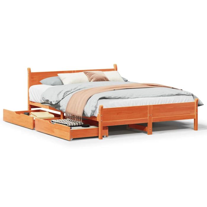 Bedframe Wax Brown 120x200cm Solid Wood Pine