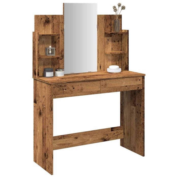 Dressing Table with Mirror Old Wood 96x39x142 cm