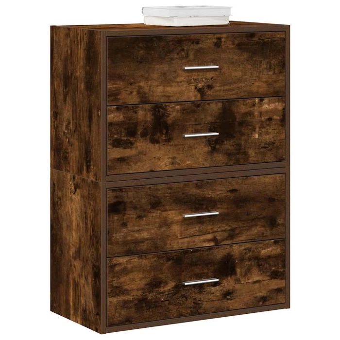 RIMA II Oak Finish Chest of Drawers - Small-sized, 2 Pieces, 2 Drawers