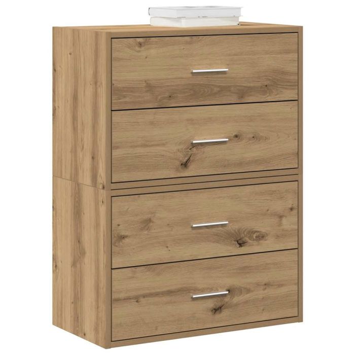 RIMA V Oak Finish Chest of Drawers - Small-sized, 2 Pieces, 2 Drawers