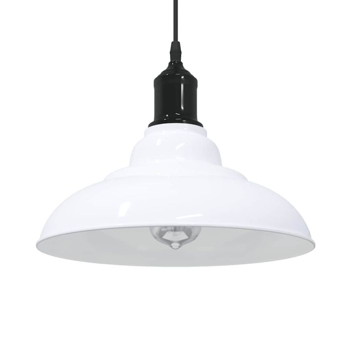 Pendant Lamp Height Adjustable E27 Gloss White  31 cm Metal