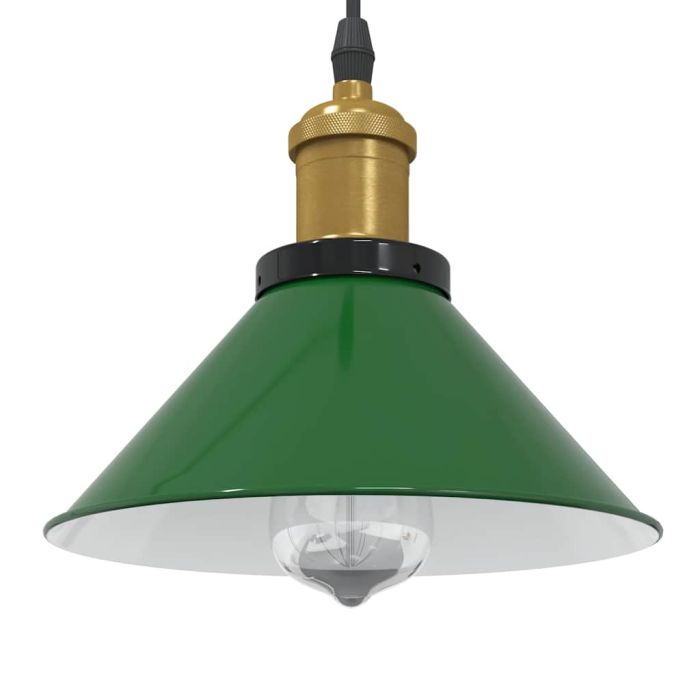 Pendant Lamp Height Adjustable E27 Gloss Green  22 cm Metal
