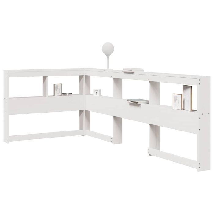 Bookcase Headboard L-Shaped White 80 cm Solid Wood Pine