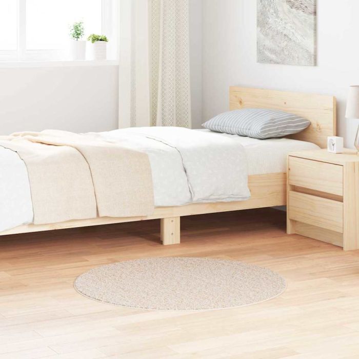 Shaggy Rug with Latex Backing Cream Diameter 90 cm