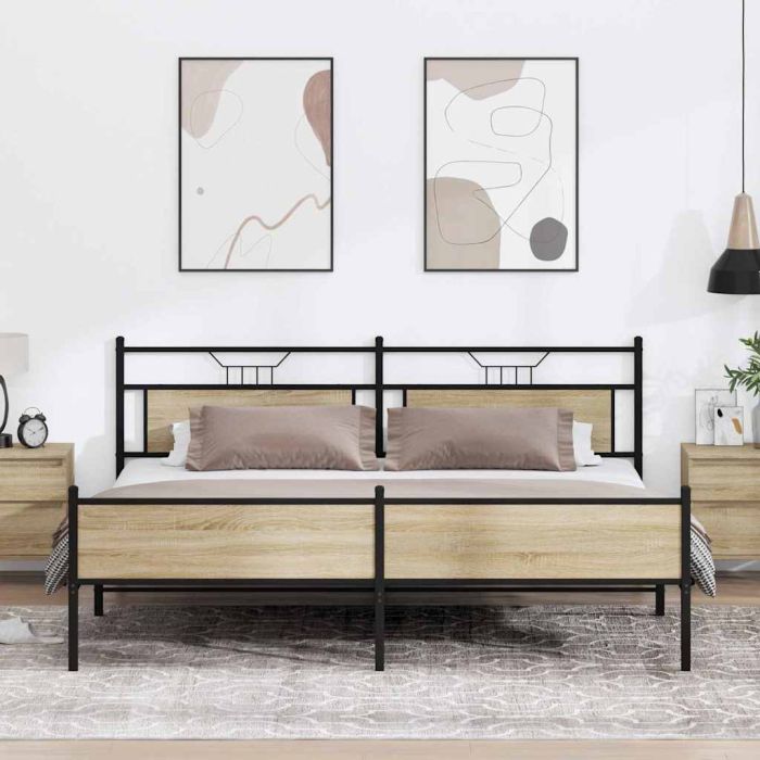 Metal Bedframe Sonoma Oak 193x203cm