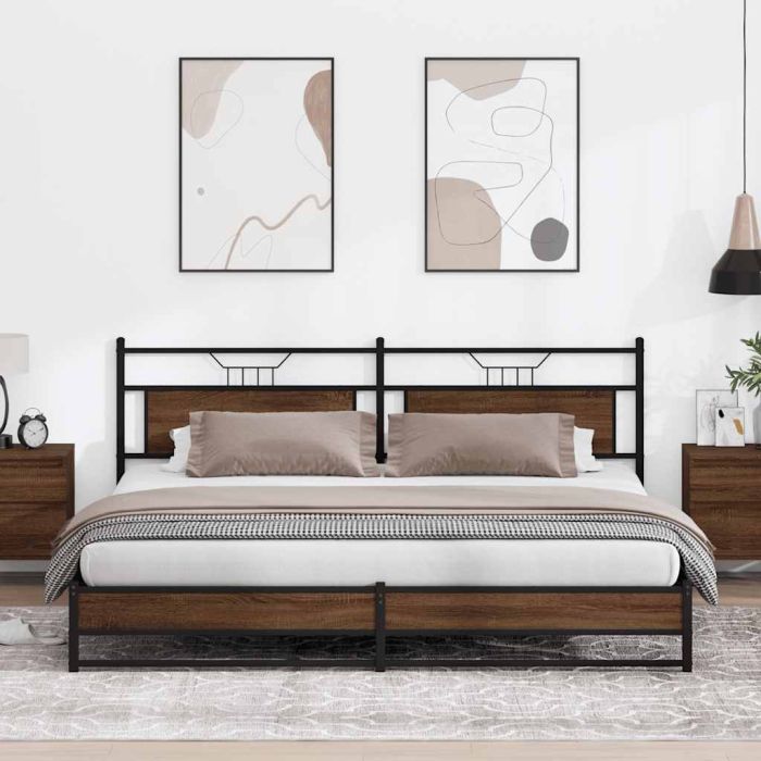 Metal Bedframe Brown Oak 200x200cm