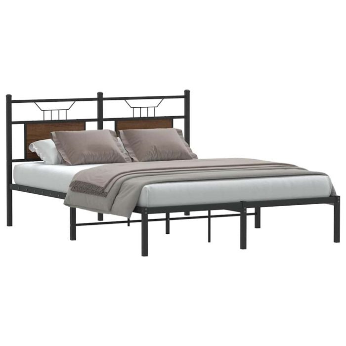 Bedframe Brown Oak 150x200cm King Size Engineered Wood