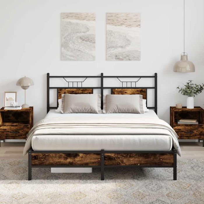 Bedframe Smoked Oak 140x190cm Engineered Wood