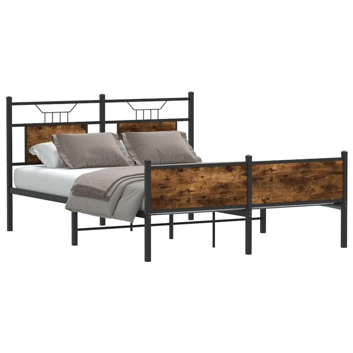 Bedframe Smoked Oak 137x190cm Engineered Wood