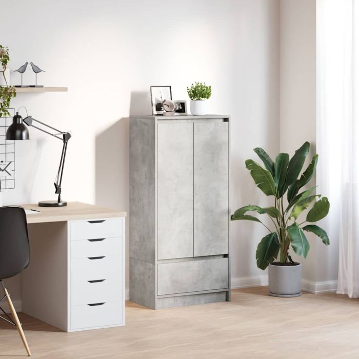 Cabinet with Drawer Concrete Grey 55.5x34x119.5 cm Engineered Wood