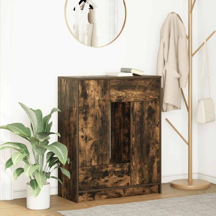 Sideboard with Drawers and Doors Smoked Oak 73x31x90 cm
