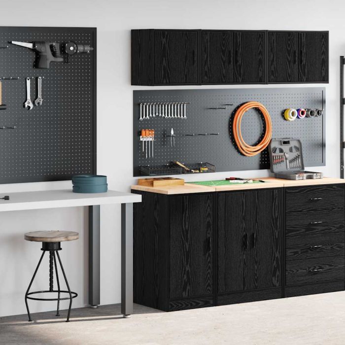 Garage Cabinets 2 pcs Black Engineered Wood