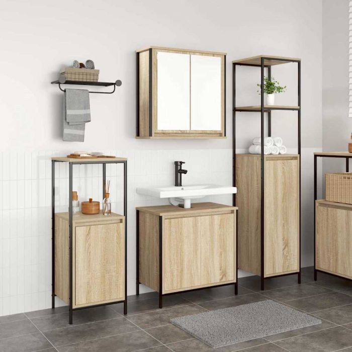 3 Piece Bathroom Furniture Set Sonoma Oak Engineered Wood