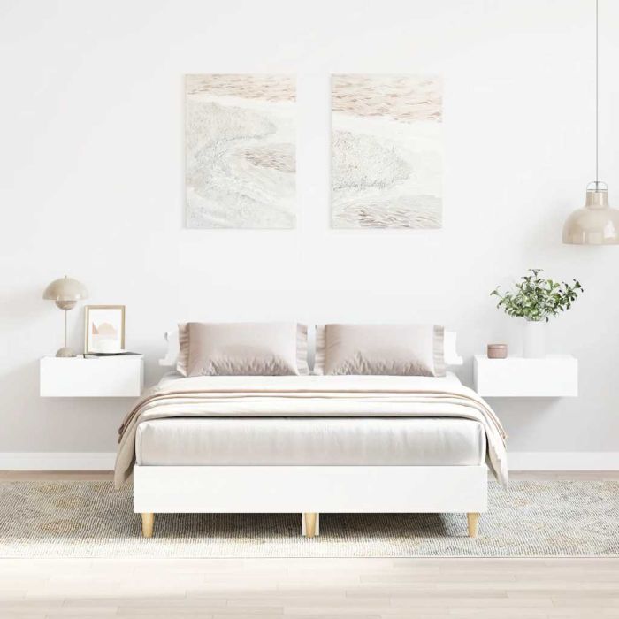 Bedframe White 140x190cm Engineered Wood