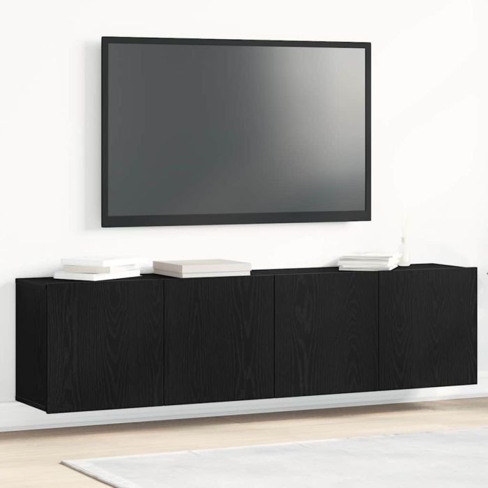 TV Cabinets 2 Pieces Black Oak 160x30x41 cm Engineered Wood