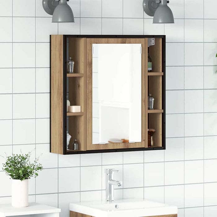 Bathroom Mirror Cabinet Artisan Oak 60x16x60 cm Engineered Wood