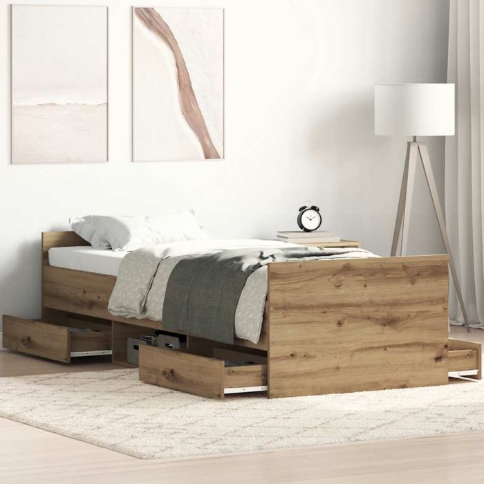 Bedframe Artisan Oak 90x200cm Engineered Wood
