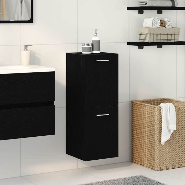 Bathroom Wall Cabinet - Black Oak - 30x30x80 cm - Made from Engineered Wood