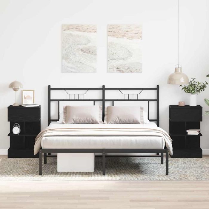 Bedside Cabinet 2 pcs Black Oak 40x35x65 cm Engineered Wood