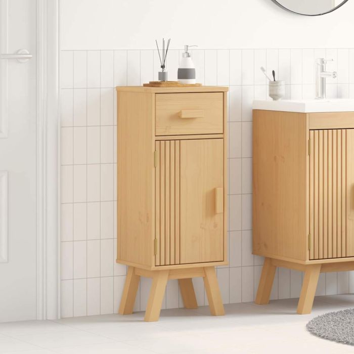 Bathroom Storage Cabinet 35x30x90 cm Solid Wood Pine
