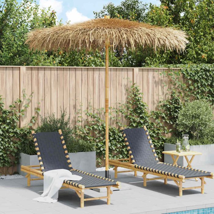 PANMERE Tiki Umbrella with Banana Leaf Canopy 240 cm Bamboo