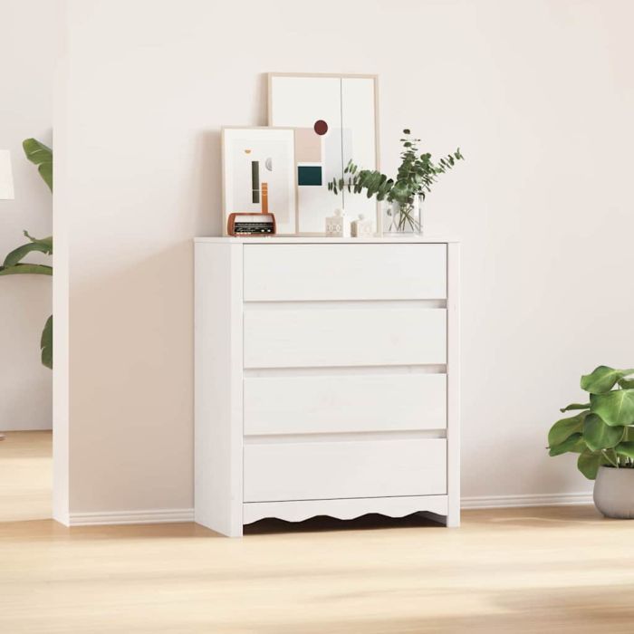 VESTRA White Chest of Drawers - Medium-sized, 4 Drawers