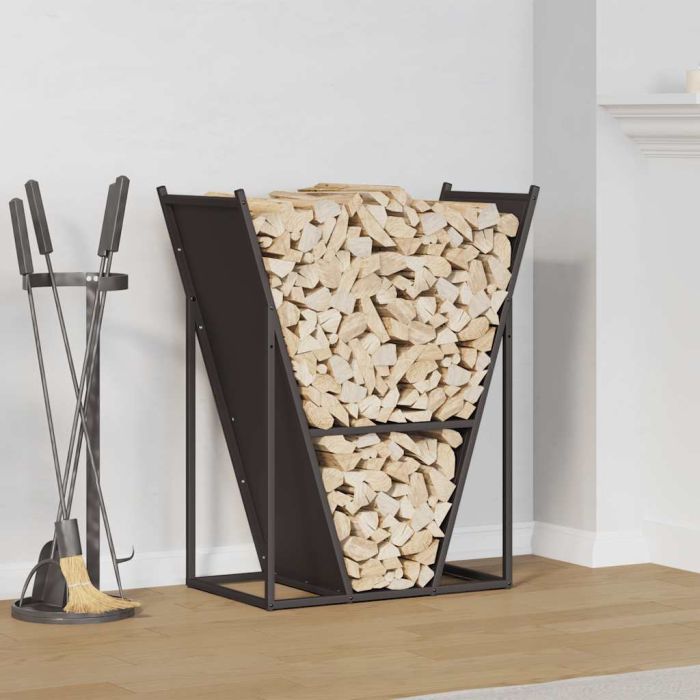 Firewood Rack Black 69.5x35x81 cm Cold-rolled steel