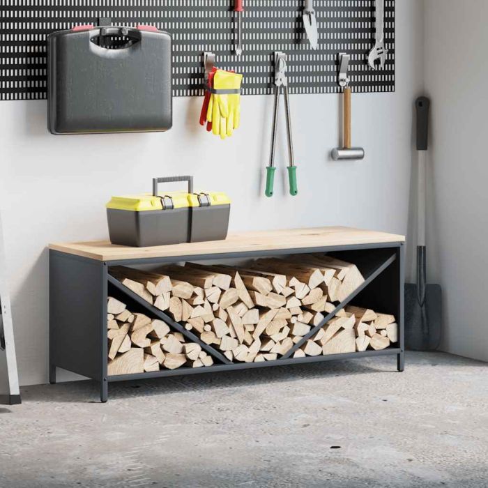 Firewood Rack with Wooden Top Anthracite 100.5x35.5x40 cm