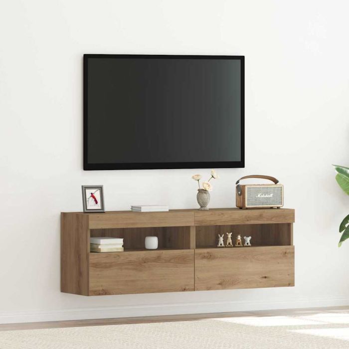 TV Wall Cabinets with LED Lights 2 pcs Artisan Oak 60x30x40 cm